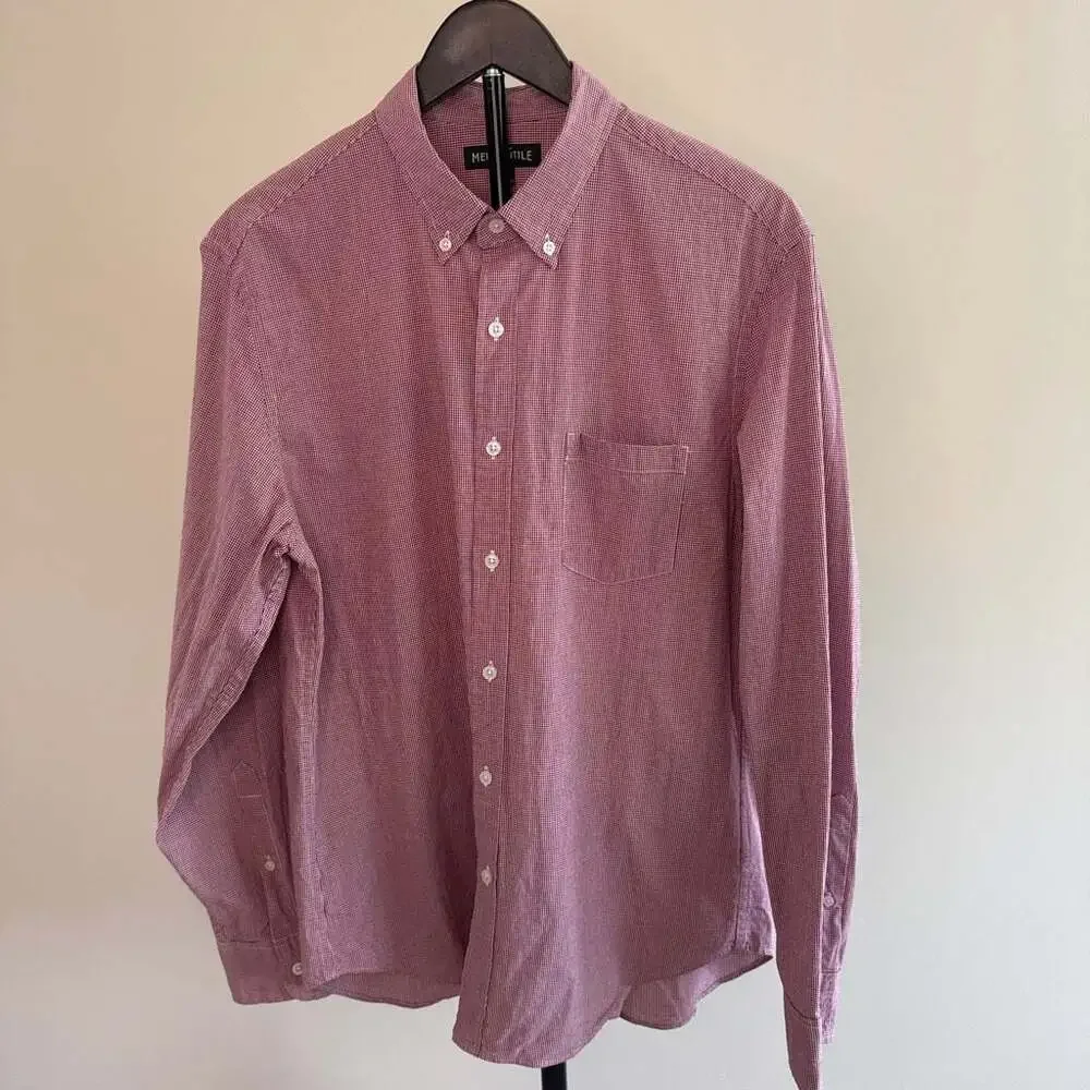 J. Crew 100% cotton Men's Red and White Mini Check Long Sleeve Button-Down
